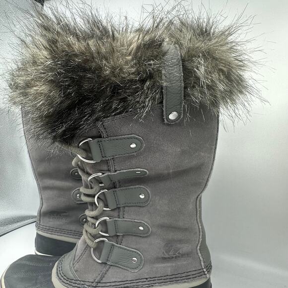Sorel Joan of Arctic Fur Charcoal Gray Tall Winter Boot Womens Size 11 Gorpcore - Picture 5 of 15